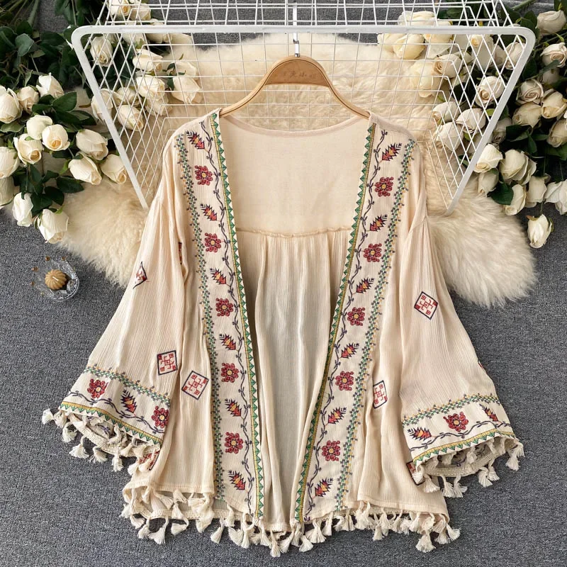 Embroidery On Shirt - Letnia koszula damska Bohemian Holiday Style