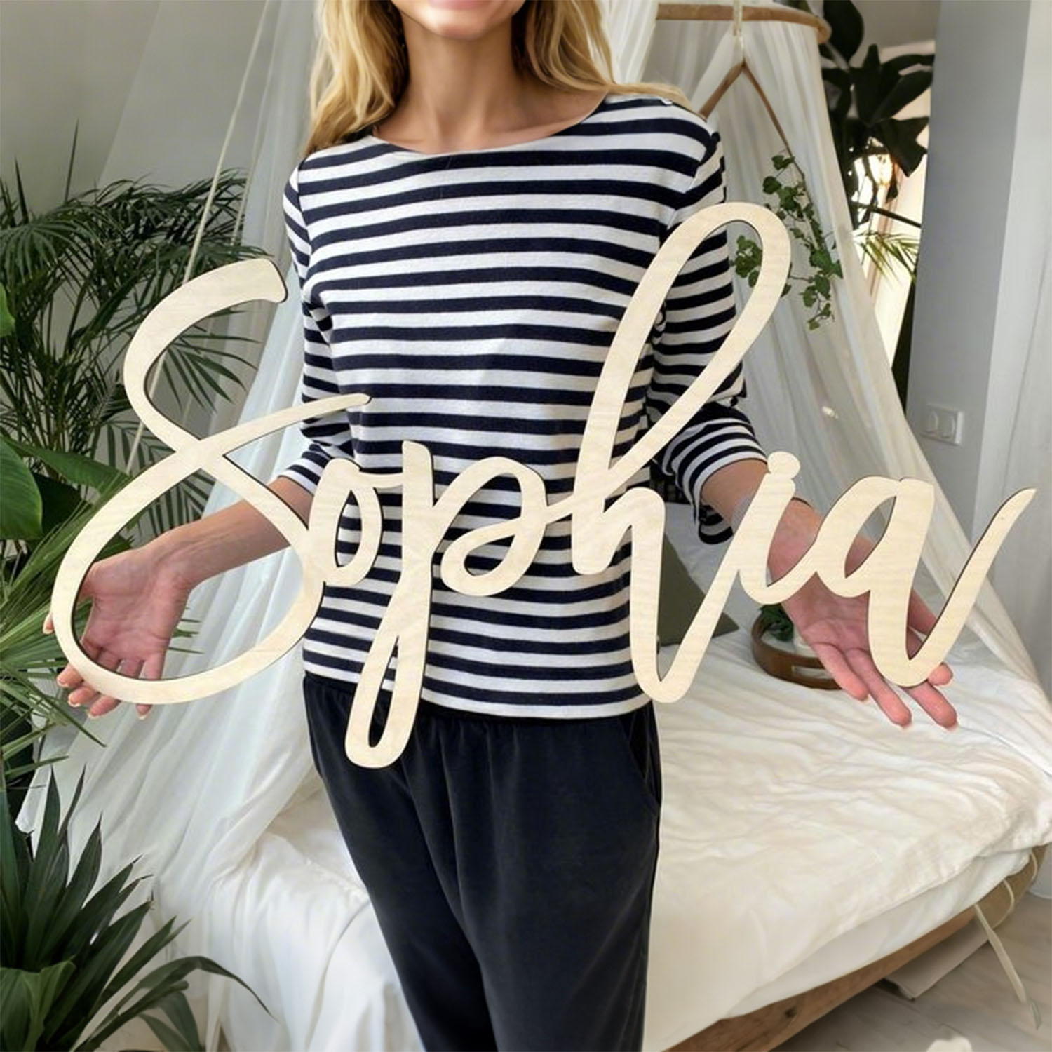 Embroidery Name - 1 szt. personalizowana drewniana tabliczka z