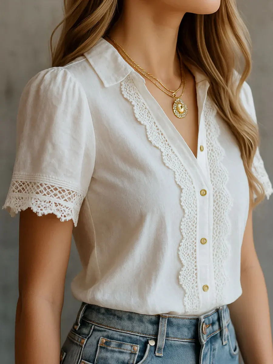 Embroidery On Shirt - Eleganckie damskie koszule, codzienne bluzki w