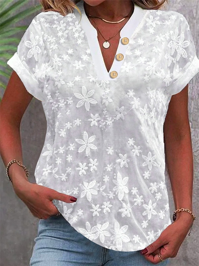 Letnia damska biała bluzka z k – Embroidery On Shirt recenzja i cena