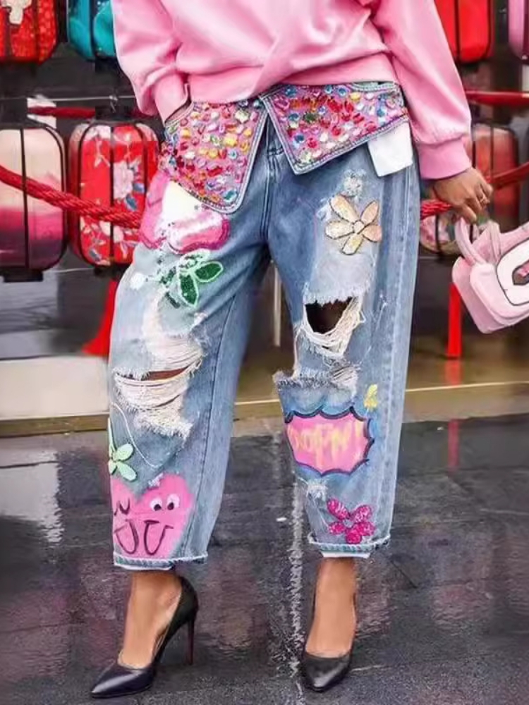 Szykowne damskie wiosenne kwia – Embroidery Jeans Sakura recenzja i cena