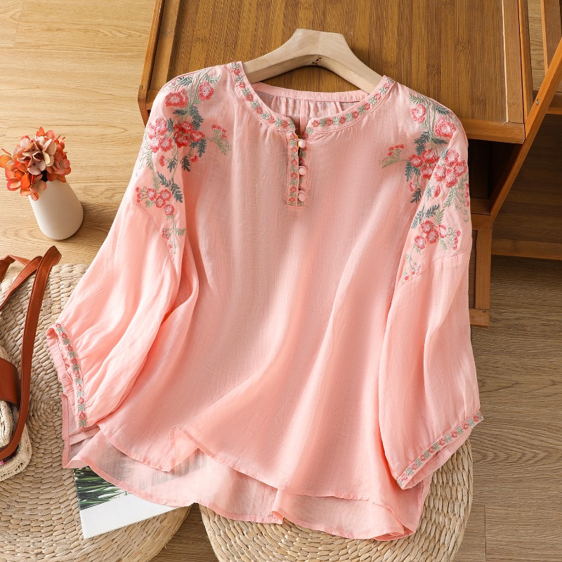Damskie bluzki w stylu chiński – Embroidery On Shirt recenzja i cena