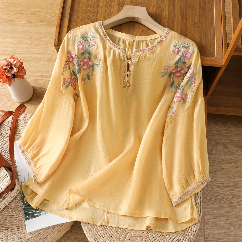 Damskie bluzki w stylu chiński – Embroidery On Shirt recenzja i cena