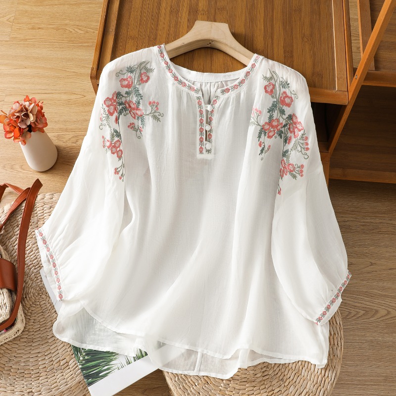 Damskie bluzki w stylu chiński – Embroidery On Shirt recenzja i cena