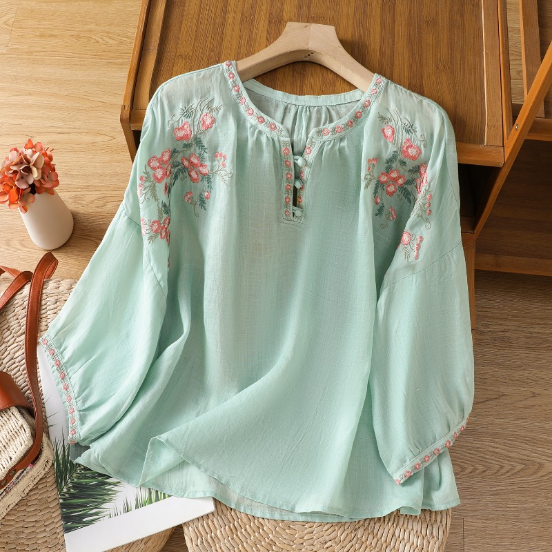 Damskie bluzki w stylu chiński – Embroidery On Shirt recenzja i cena