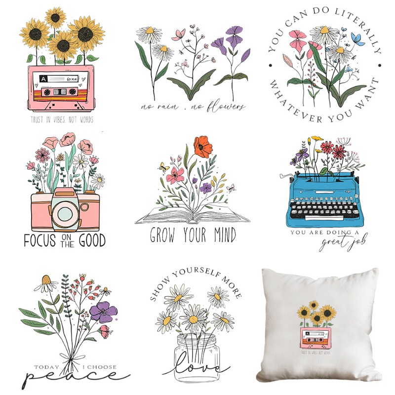 Kreskówkowe kwiatowe naklejki  – Embroidery On Shirt recenzja i cena
