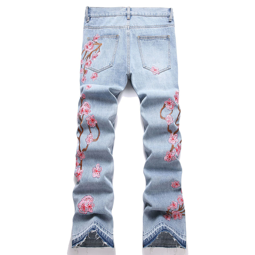Męskie dżinsy z haftem kwiatow – Embroidery Jeans Sakura recenzja i cena