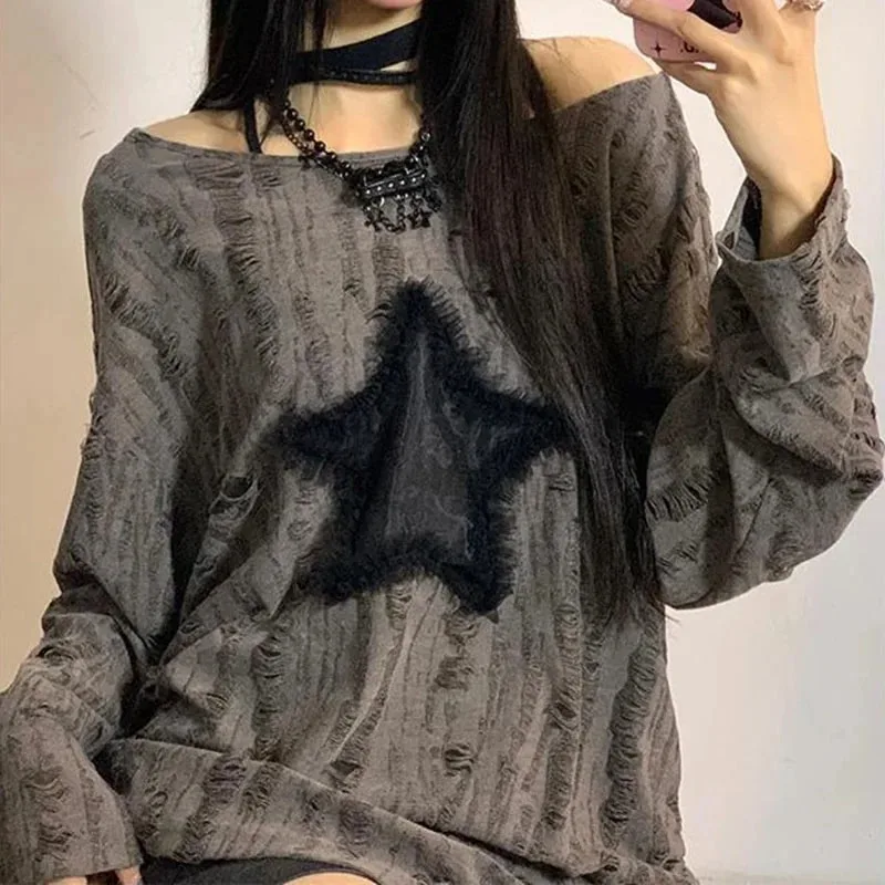 Koszulka damska Y2K z dziurami – Embroidery On Shirt recenzja i cena